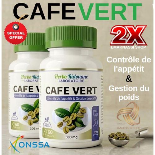 Herbo Ridouane Pack Café Vert Pour La Minceur Et Le Contrôle Du Poids, 300 Mg - 60 Gélule