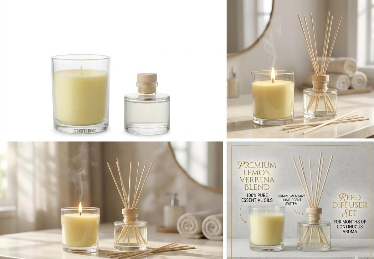 Coffret Duo Parfum Dambiance - Bougie Parfumée & Diffuseur À Bâtonnets - Jasmin Impérial