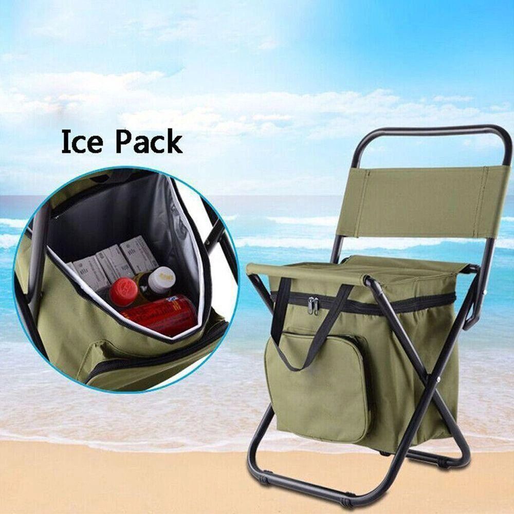 Chaise De Pêche Pliante 3-en-1 Avec Sac Isotherme Et Sac À Dos