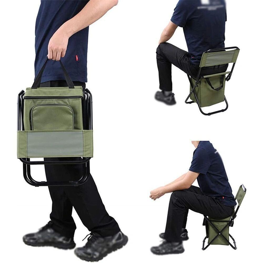 Chaise De Pêche Pliante 3-en-1 Avec Sac Isotherme Et Sac À Dos thumbnail 3