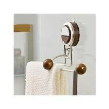 Porte-serviette Mural Inox & Bois À Ventouse Sans Perçage – Salle De Bain 11.73×3.66×5.47 thumbnail 2