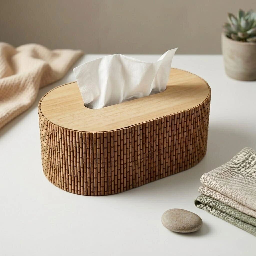 Boîte À Mouchoirs Artisanale En Bambou Naturel - Décoration Bohème Pour Salon Et Bureau