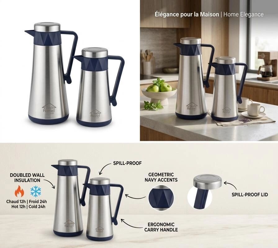 Duo Thermos Inox Isotherme 1 L & 0,6 L – Garde Chaud/froid 24h Premium