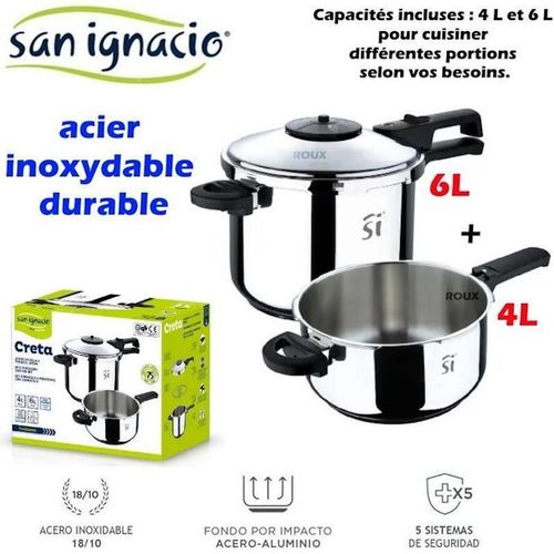 Cocotte-minute Rapid Inox 6 L + 4 L Creta Set 3 Pièces