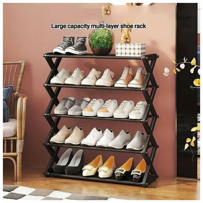Étagère À Chaussures - Simple - 5 Étagères - Noir - Empilable 6 Paires thumbnail 3