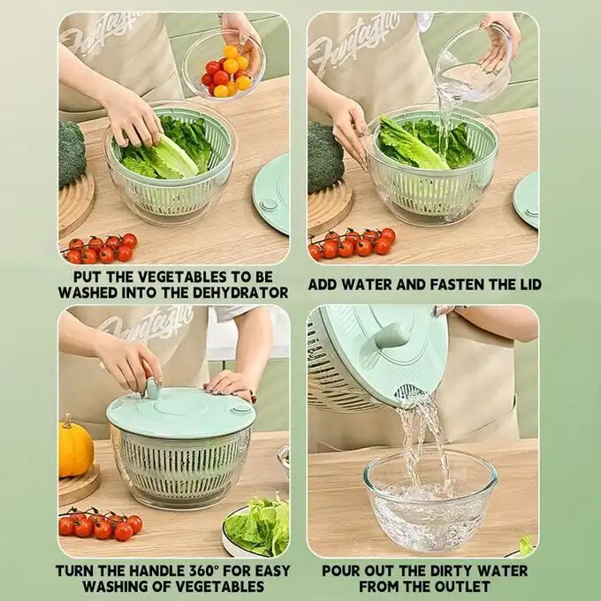 Essoreuse À Légumes Manuelle Avec Panier Rotatif Séchage Rapide Et Efficace Des Légumes thumbnail 3