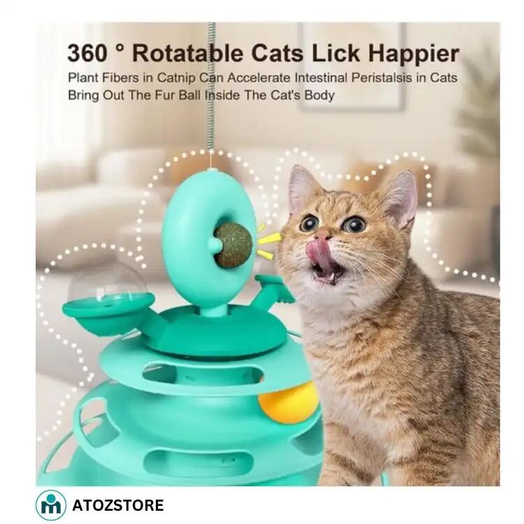Jouet Intelligent Pour Chat Et Chaton, Tour Rotative + Accessoire Plume, Couleur Aléatoire thumbnail 1