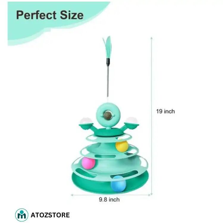 Jouet Intelligent Pour Chat Et Chaton, Tour Rotative + Accessoire Plume, Couleur Aléatoire thumbnail 3