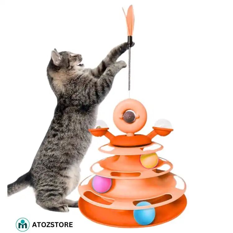 Jouet Intelligent Pour Chat Et Chaton, Tour Rotative + Accessoire Plume, Couleur Aléatoire thumbnail 4