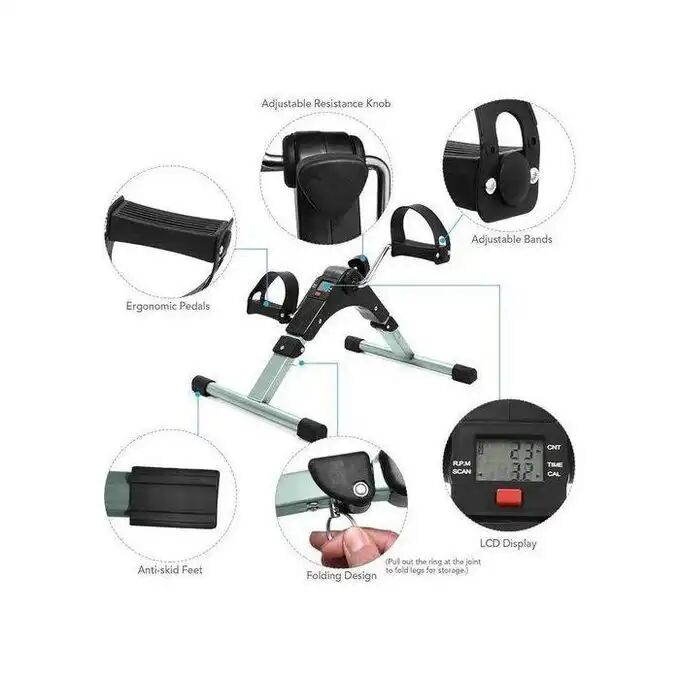 Mini Pédalier Dexercice Compact, Vélo De Bureau Pour Jambes Et Bras Avec Résistance Réglable, Écran Lcd thumbnail 3