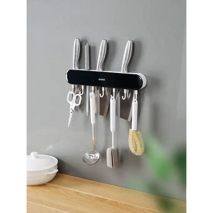 Support De Cuisine 2-en-1 Avec Porte-ustensiles Et Porte-couteaux – Rangement Mural