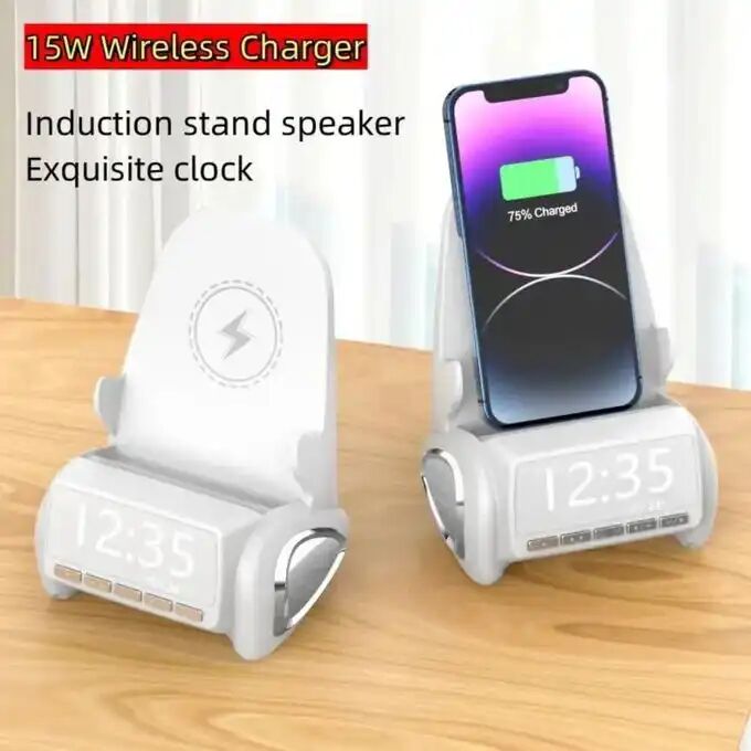 Support 5 In1 De Chargement Sans Fil - Avec Haut Parleur Bluetooth Sans Fil