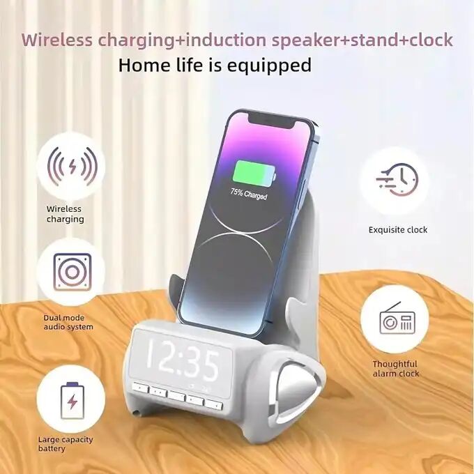 Support 5 In1 De Chargement Sans Fil - Avec Haut Parleur Bluetooth Sans Fil thumbnail 4