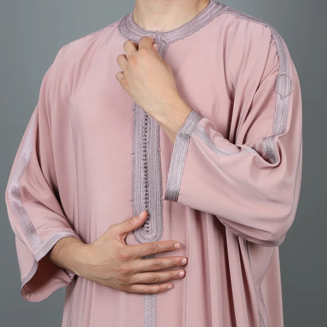 Gandoura Homme En Crêpe - Vieux Rose