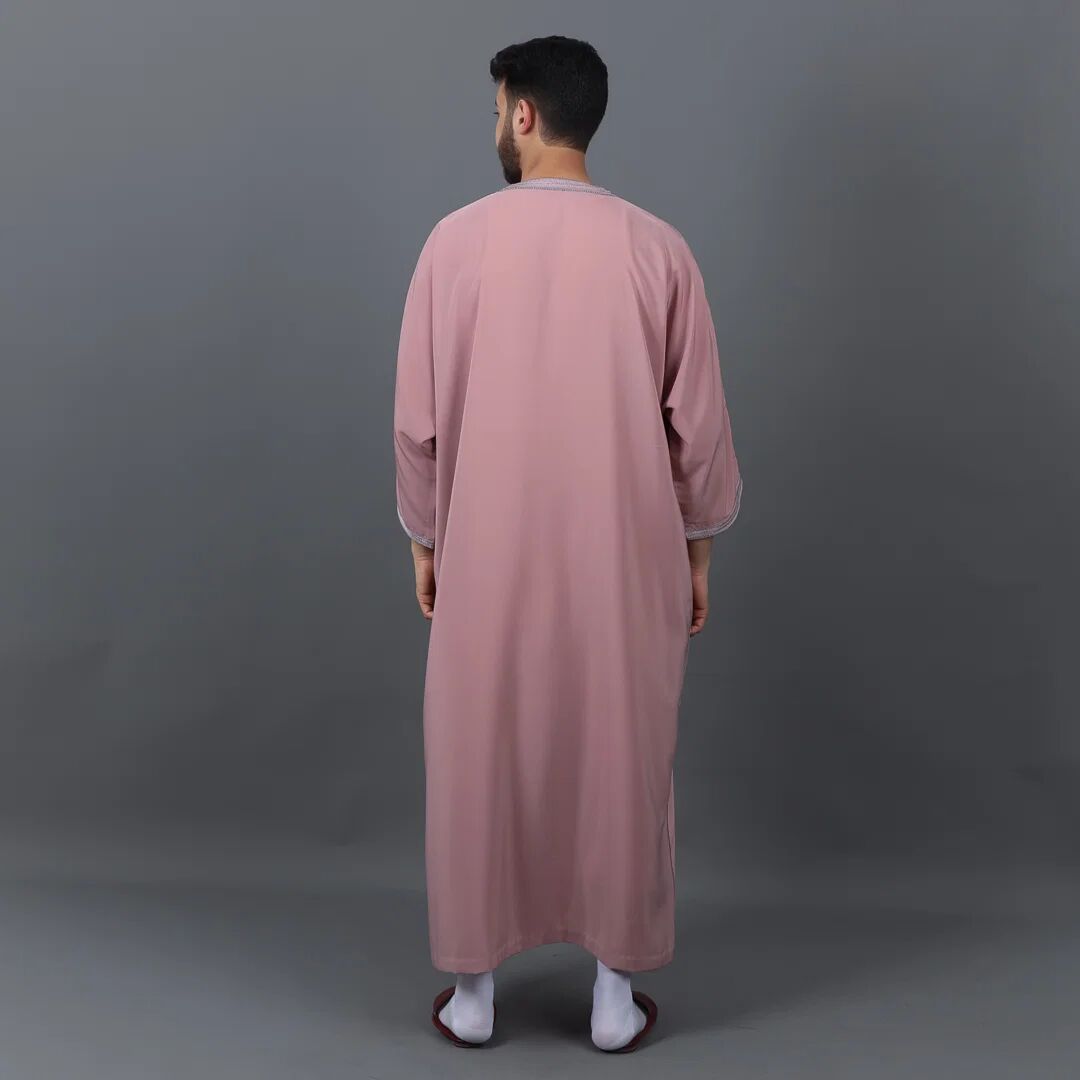 Gandoura Homme En Crêpe - Vieux Rose thumbnail 3