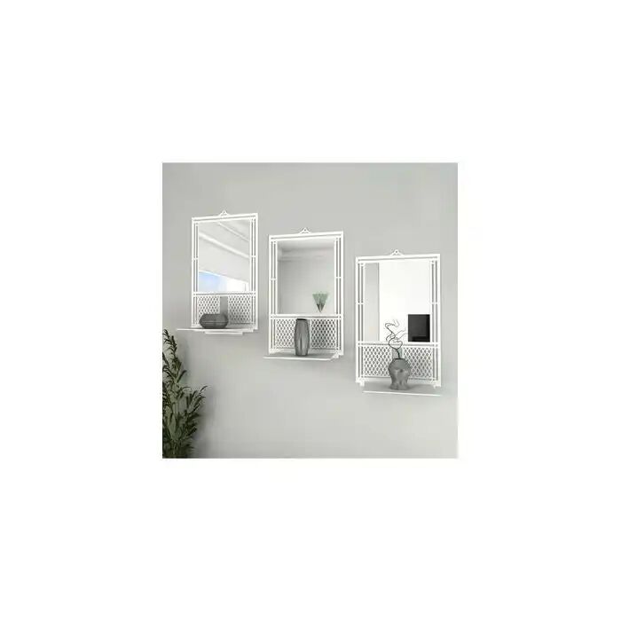 Set 3 Miroir Mural Triple Décoratif Au Design Élégant En Miror Sur Mdf thumbnail 3
