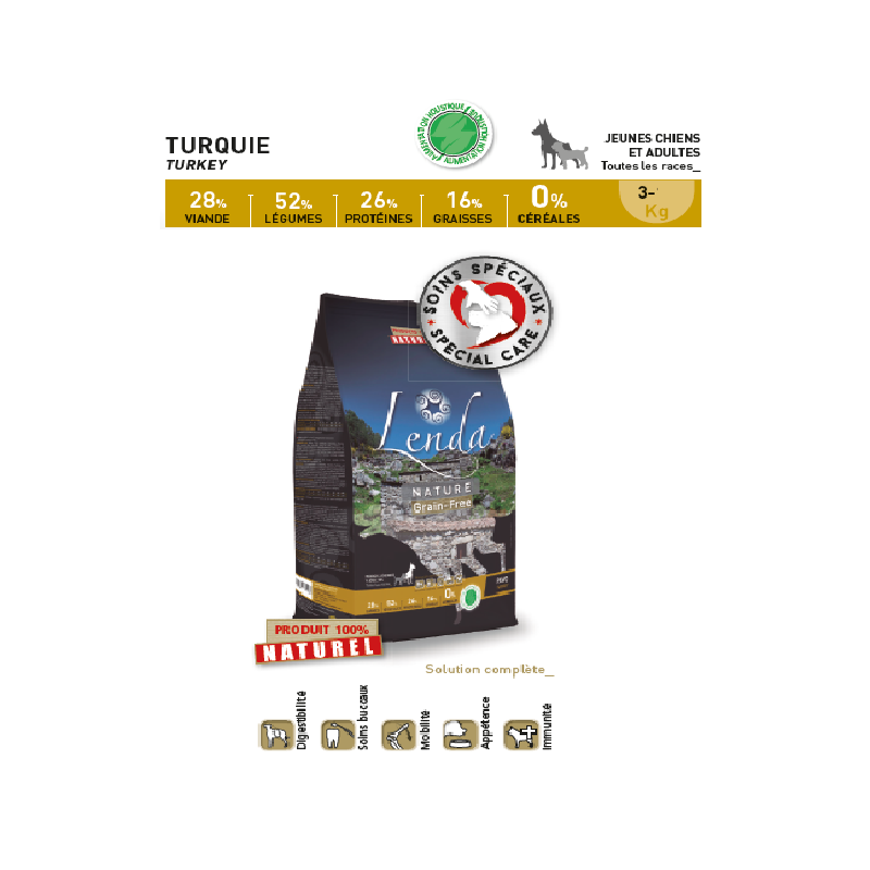 Croquette Nature Hypoallergenique Dinde Grain-free (mono-proteine, Sans Céréales) 12kg thumbnail 3