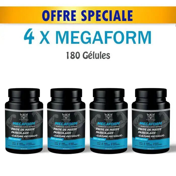 Pack 4 X Boites De Megaform - Prise De Masse Musculaire - 180 Gélules