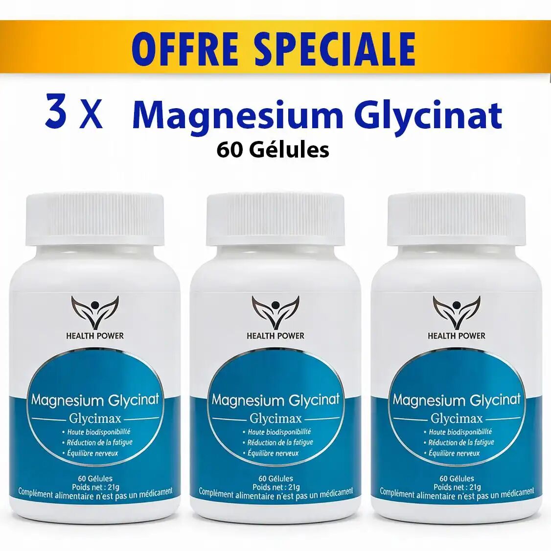 Pack 3 X Boites De Magnésium Glycinate - Glycimax - 60 Gélules 375 Mg