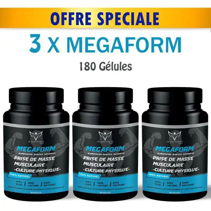 Pack 3 X Boites De Megaform - Prise De Masse Musculaire - 180 Gélules