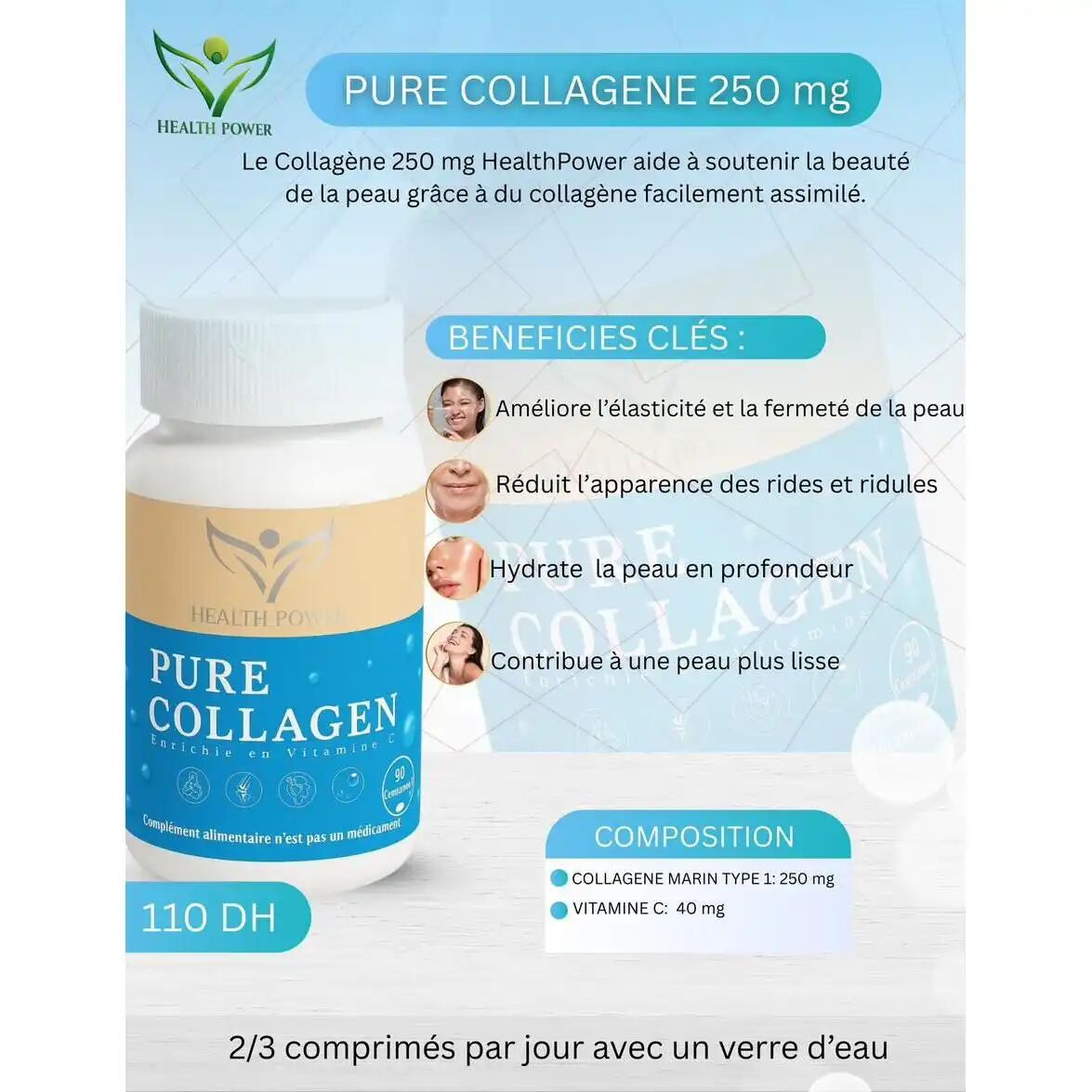 Pack = Biotine Plus 450,000 Mcg 90 Comprimés + Pure Collagen 90 Comprimés 250mg + Moringa 100 Gélules thumbnail 4