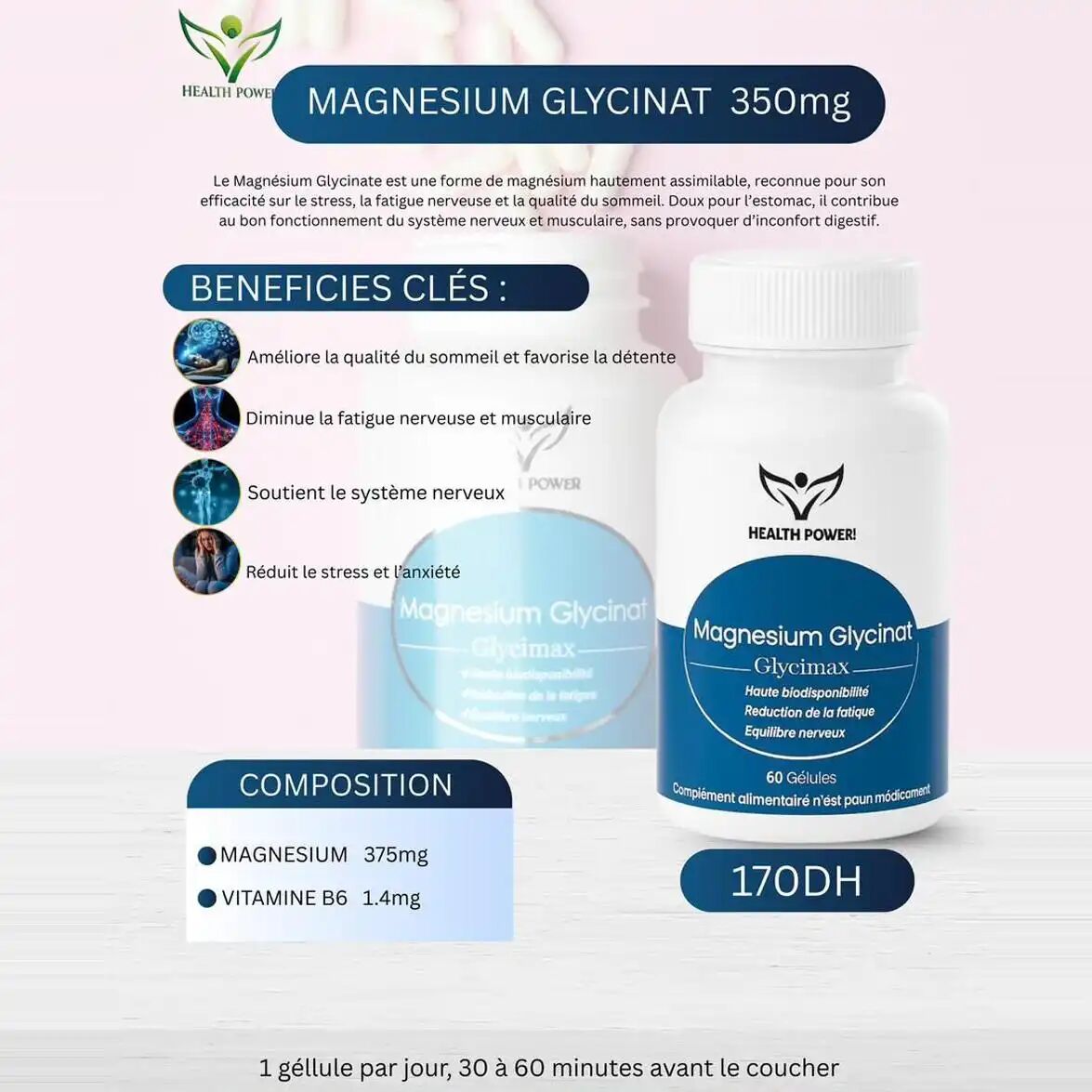 Pack 2 X Boites De Magnésium Glycinate - Glycimax - 60 Gélules 375 Mg