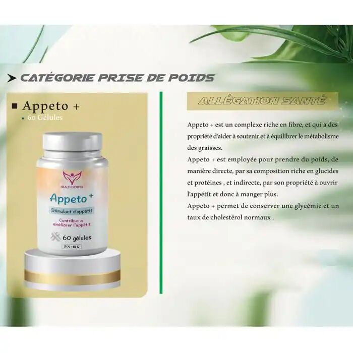 Appeto + Stimulant D'appétit Contribue A Améliorer L'appétit 60 Gélules thumbnail 3