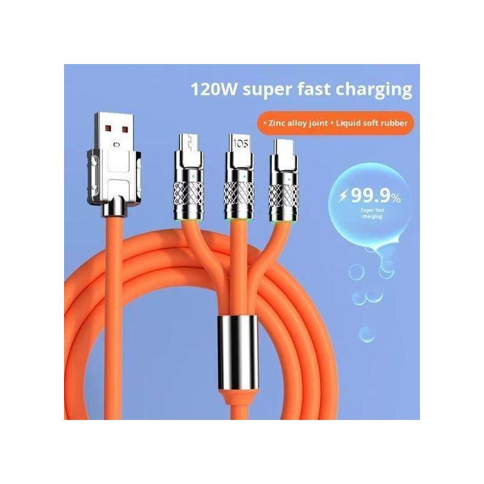 Câble De Données 120w 6a 3-en-1 Avec Alliage De Zinc