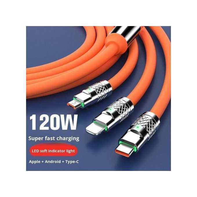 Câble De Données 120w 6a 3-en-1 Avec Alliage De Zinc