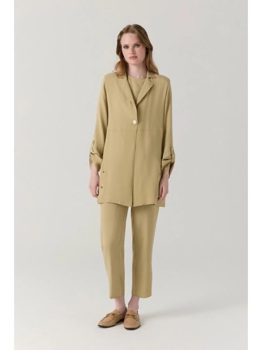 Ensemble Minimaliste Texturé À Double Boutonnage