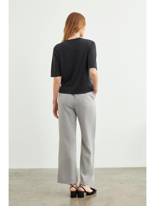 Pantalon En Tissu Détaillé Élastique À La Taille Large P-0102 thumbnail 3