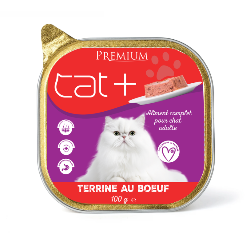 Pâtée Cat + Premium Au Bœuf Pour Chat Adulte