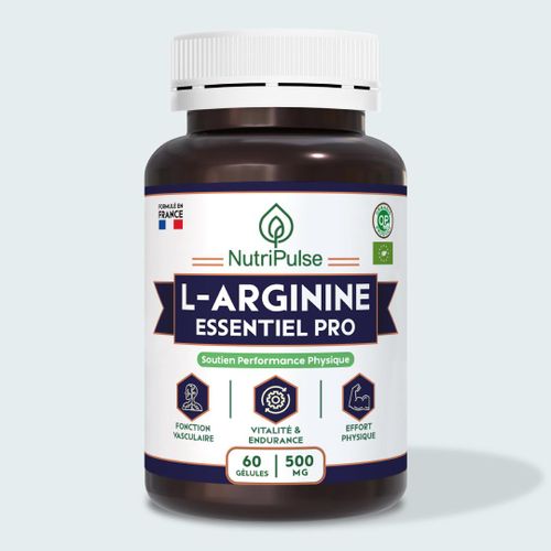 L-arginine 500 Mg – Fonction Vasculaire - Vitalité & Endurance - Soutien Performance Physique – 60 Gélules