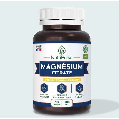 Magnésium Citrate 300 Mg – Confort Musculaire - Énergie Durable & Minéraux Équilibrés – 60 Gélules