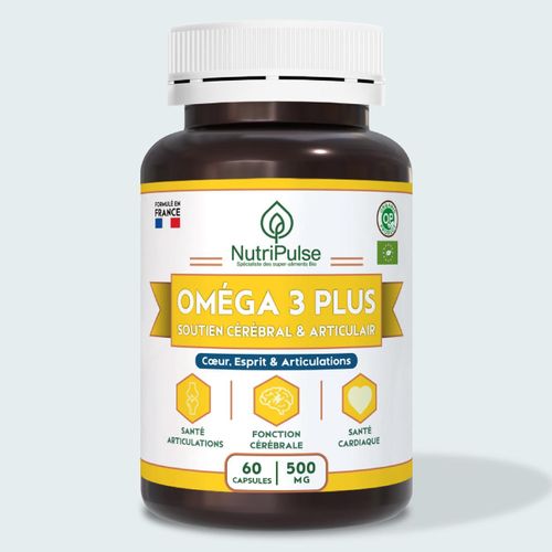 Oméga 3 Plus 500mg Santé Cérébrale - Cardiaque & Articulaire 60 Capsules