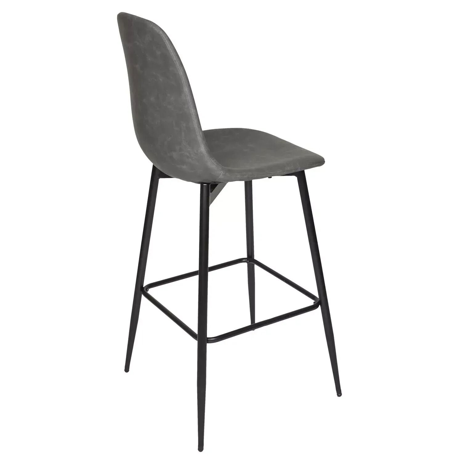 Lot De 4 Tabourets De Bar Amber Gris - Similicuir & Métal Noir thumbnail 4