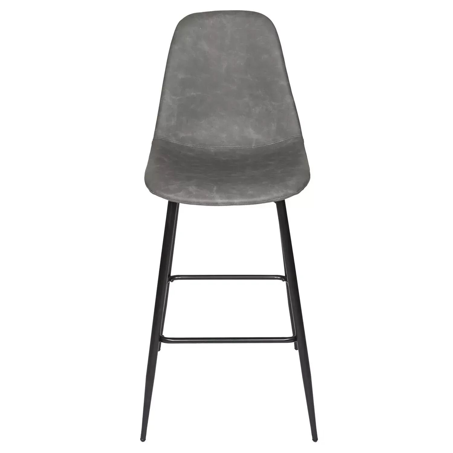 Lot De 4 Tabourets De Bar Amber Gris - Similicuir & Métal Noir