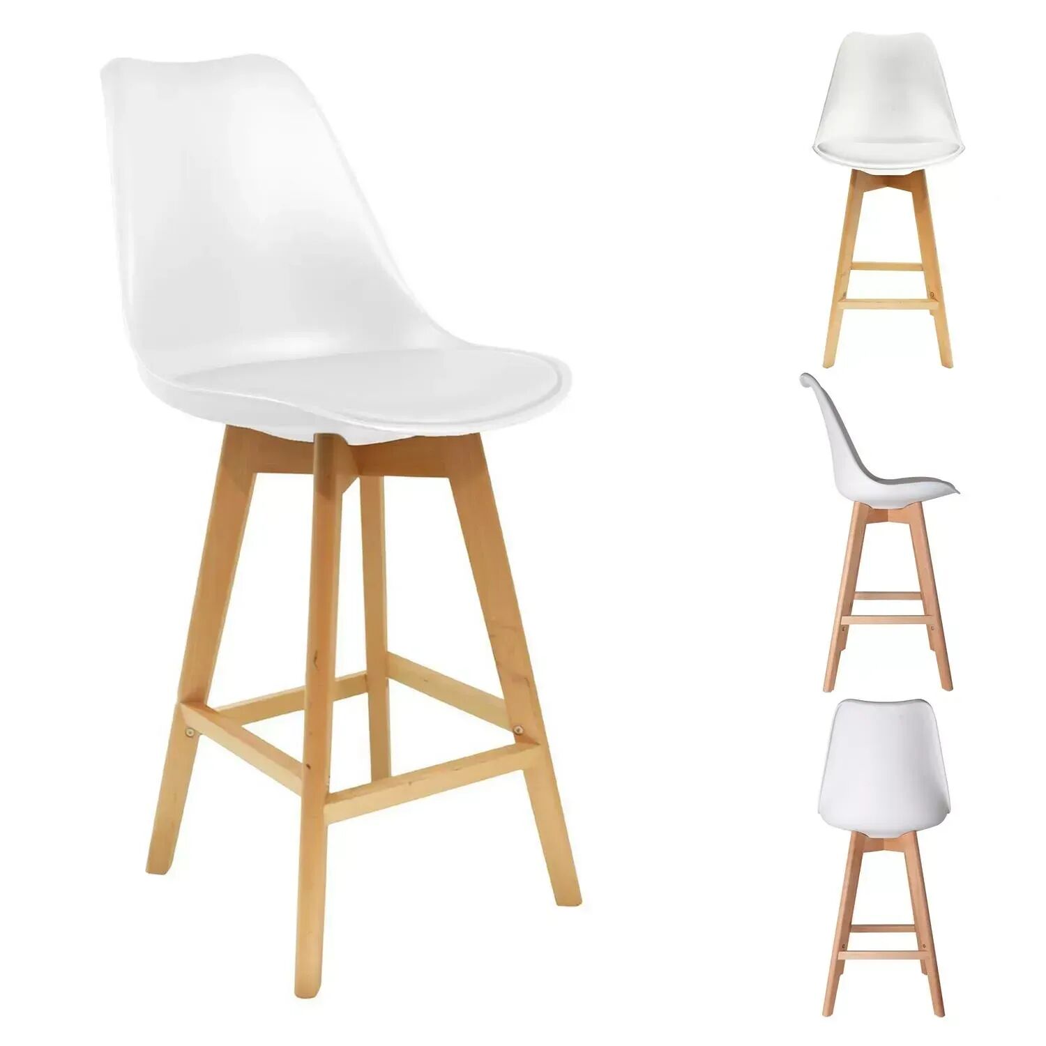 Pack Favela – 4 Tabourets De Bar Blancs & Bois
