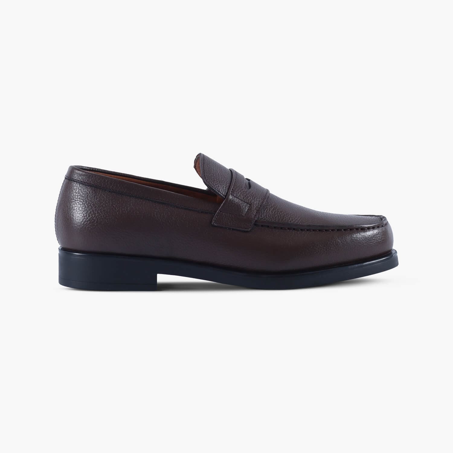 Mens Brown Grain Leather Loafers