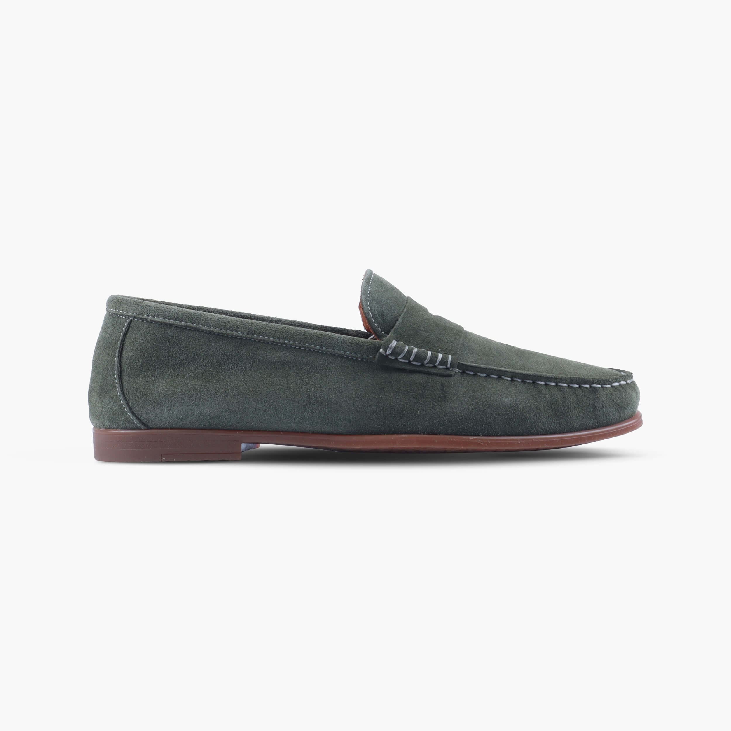 Mens Green Suede Leather Moccasins