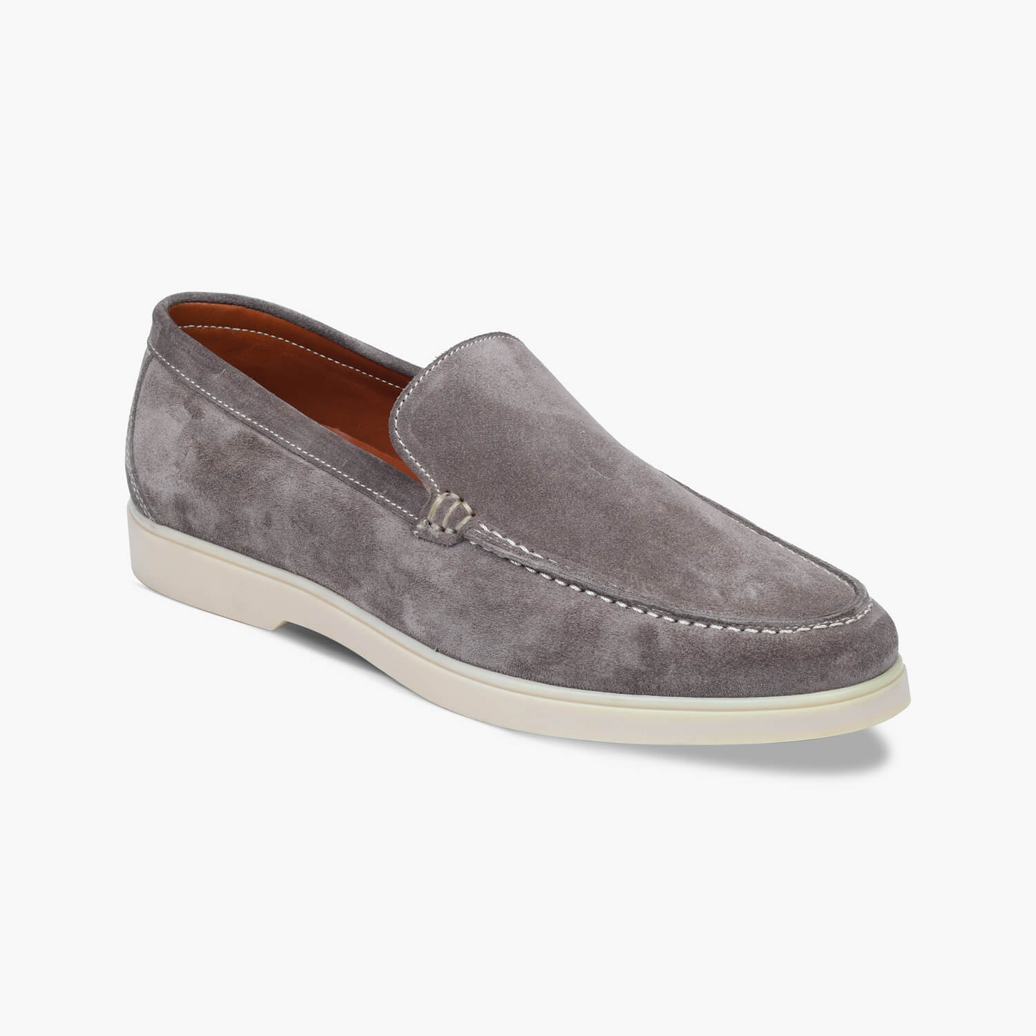Mens Taupe Suede Leather Loafers