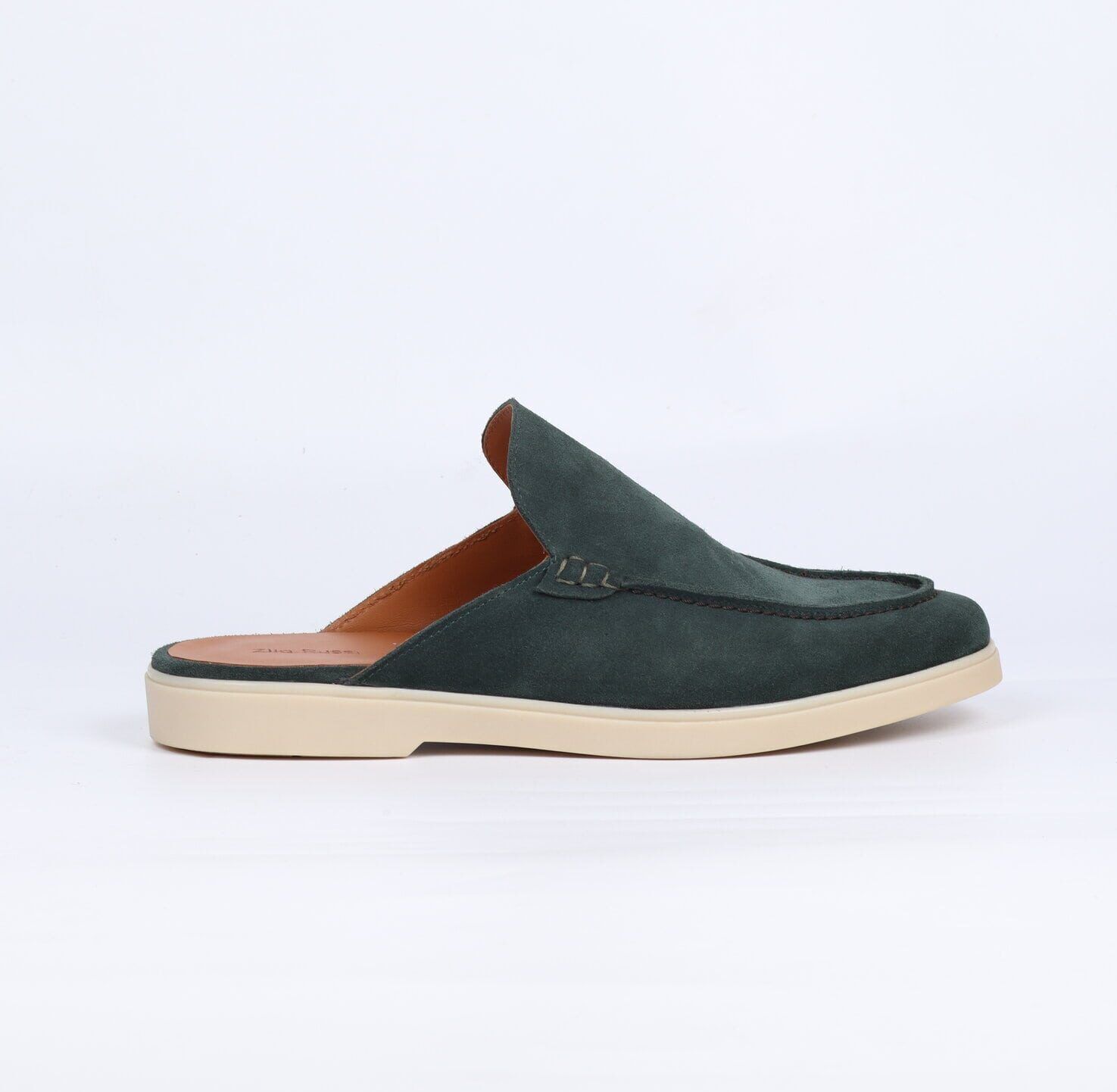 Mens Dark Green Suede Leather Loafers