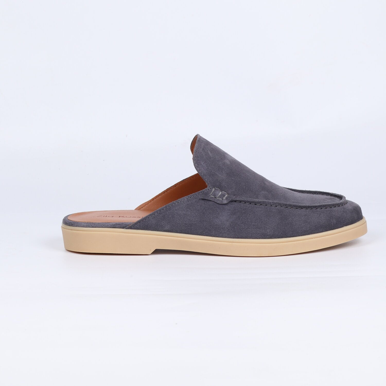 Mens Blue-grey Suede Leather Loafers