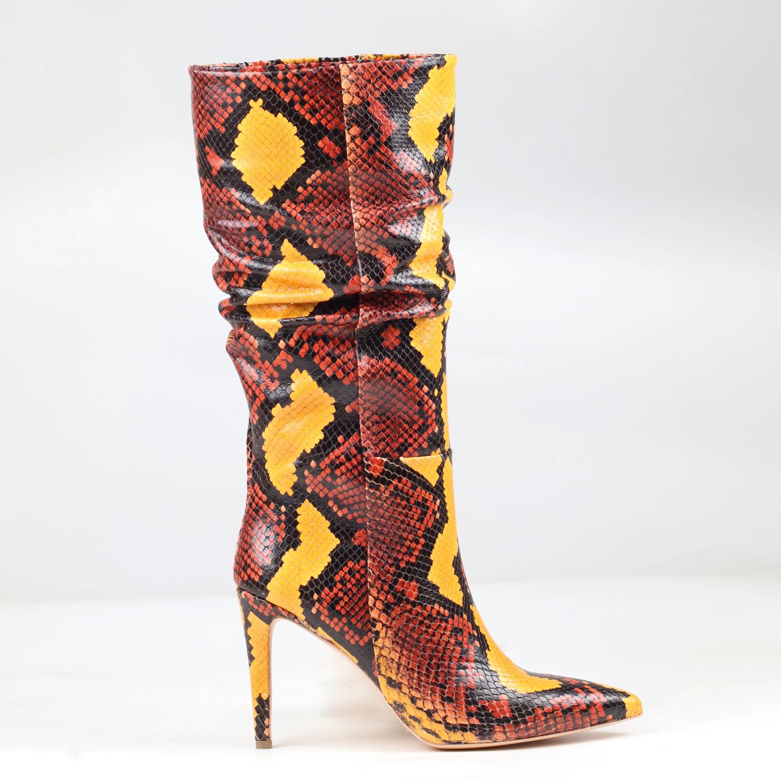 Hily Yellow And Red Multi-colored Leather