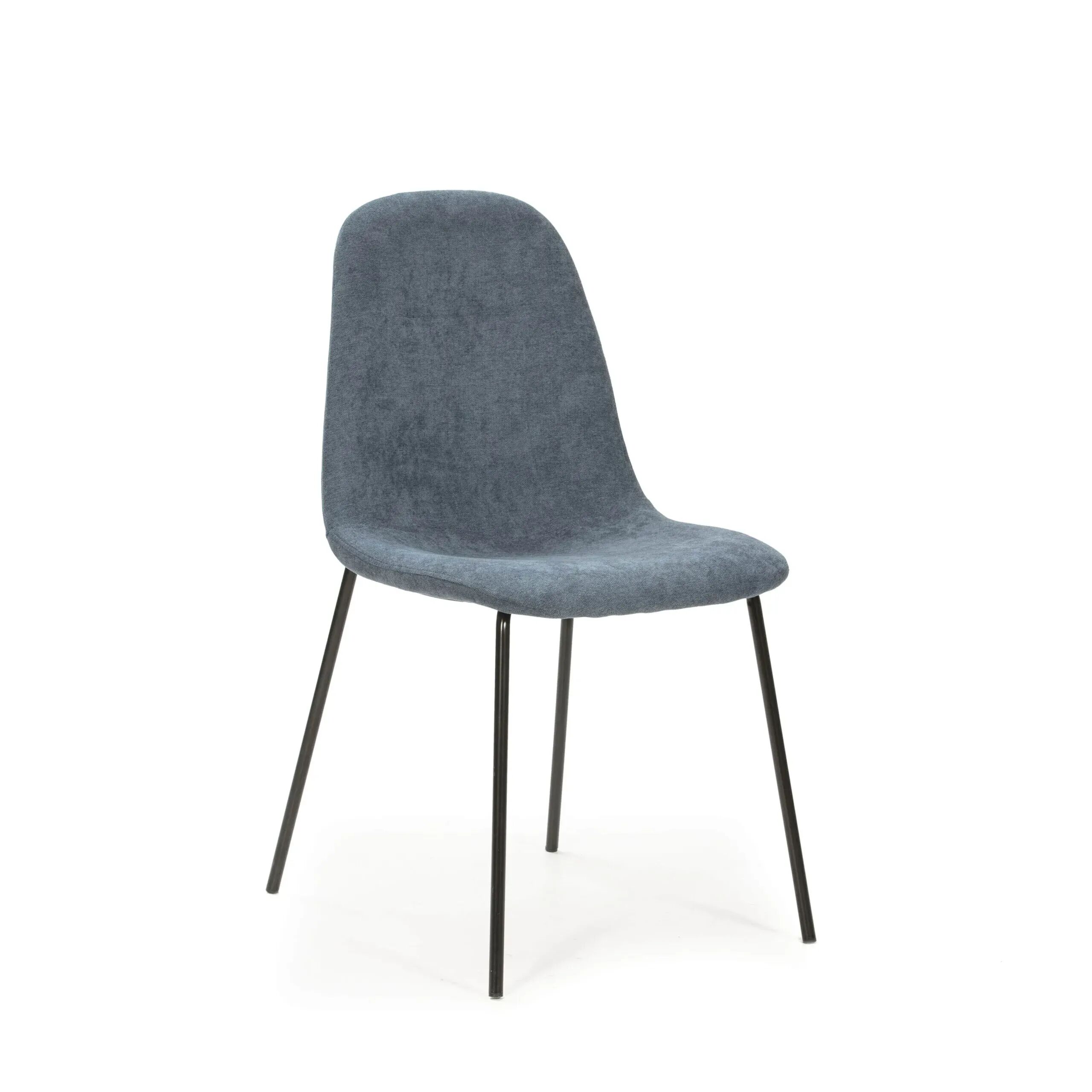 Pack Renne – Lot De 6 Chaises De Séjour En Tissu Bleu & Métal Noir thumbnail 4