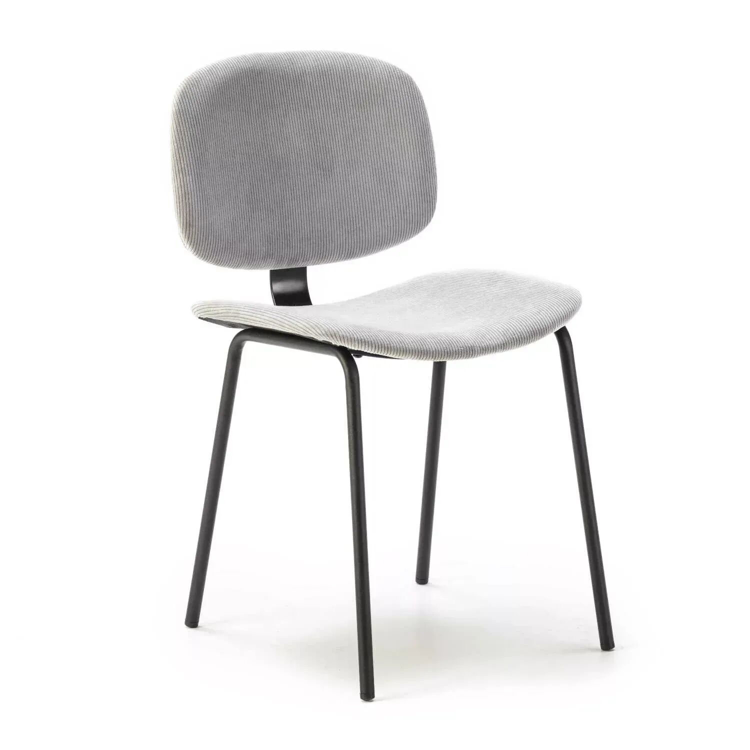 Pack Arus – Lot De 4 Chaises De Salle À Manger En Velours Côtelé Gris & Métal Noir