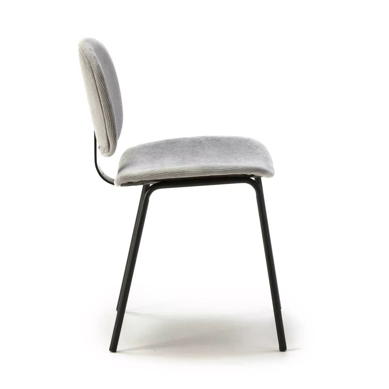 Pack Arus – Lot De 4 Chaises De Salle À Manger En Velours Côtelé Gris & Métal Noir thumbnail 3