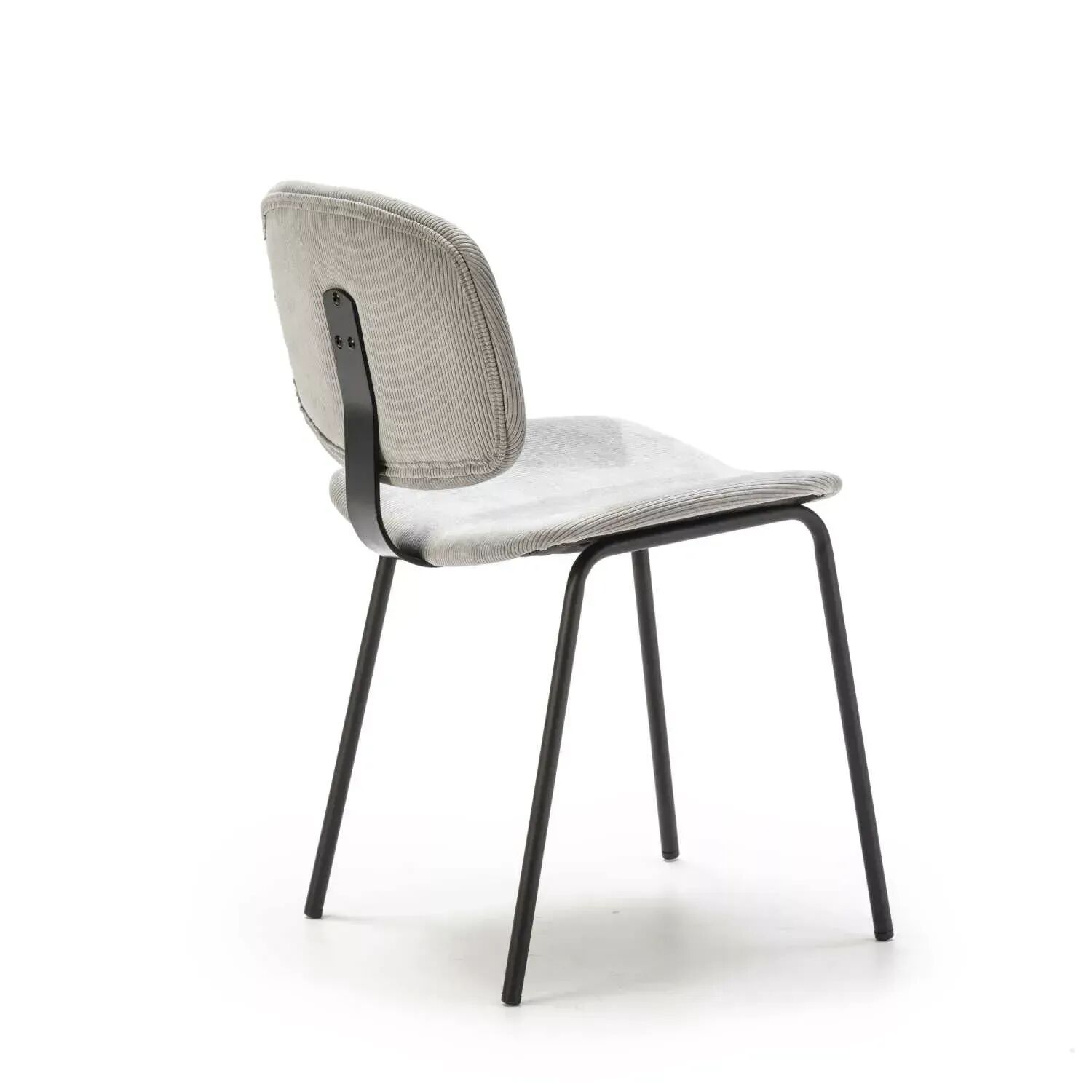Pack Arus – Lot De 4 Chaises De Salle À Manger En Velours Côtelé Gris & Métal Noir thumbnail 4