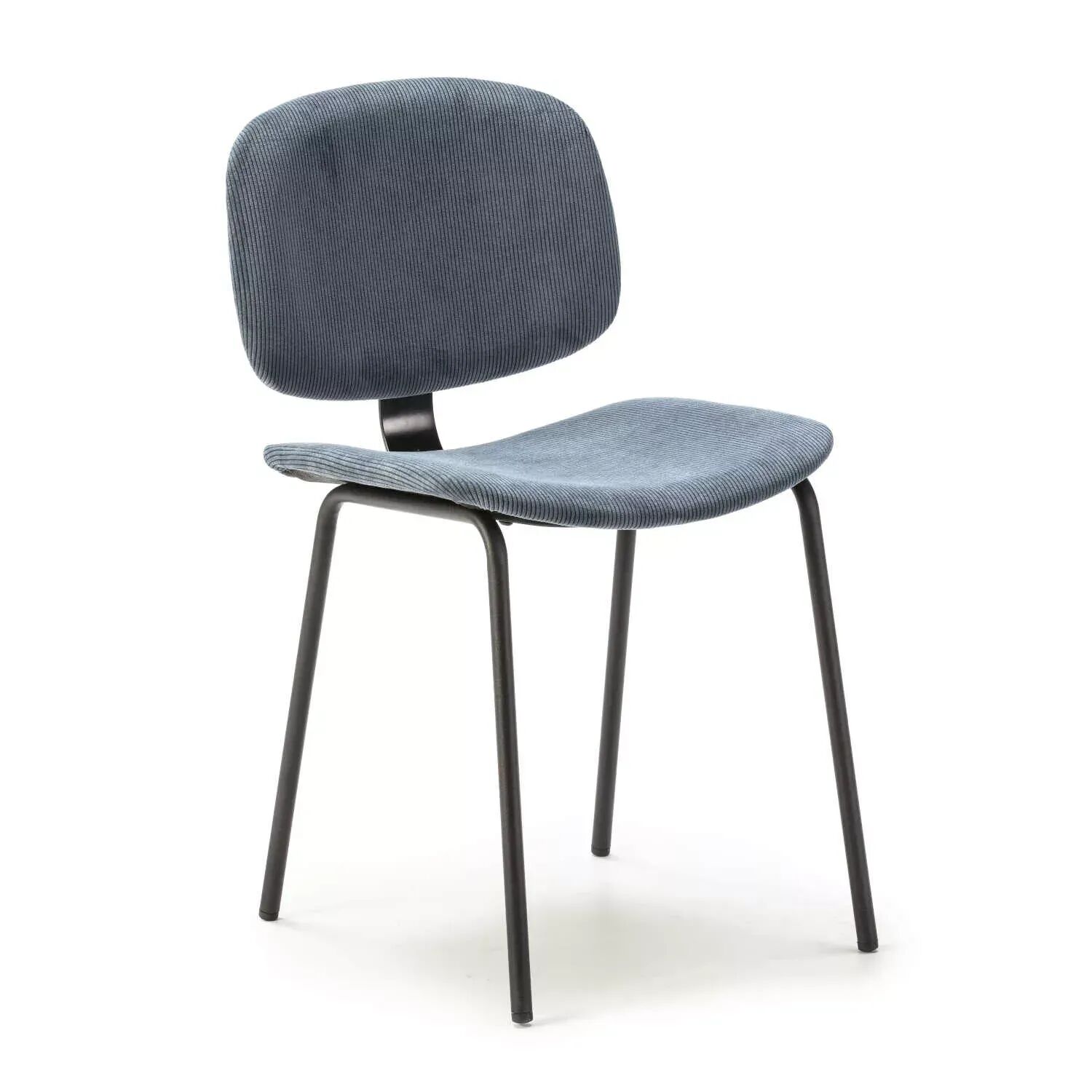 Pack Arus – Lot De 4 Chaises De Salle À Manger En Velours Côtelé Bleu & Métal Noir thumbnail 3