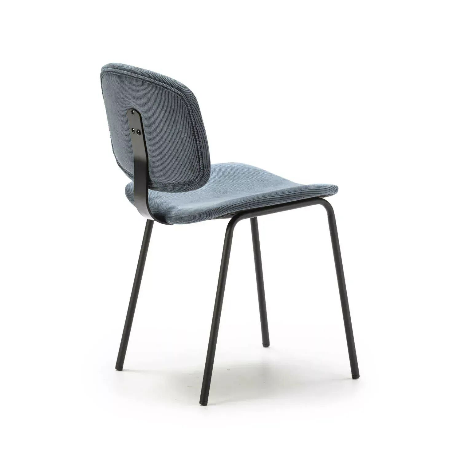 Pack Arus – Lot De 4 Chaises De Salle À Manger En Velours Côtelé Bleu & Métal Noir